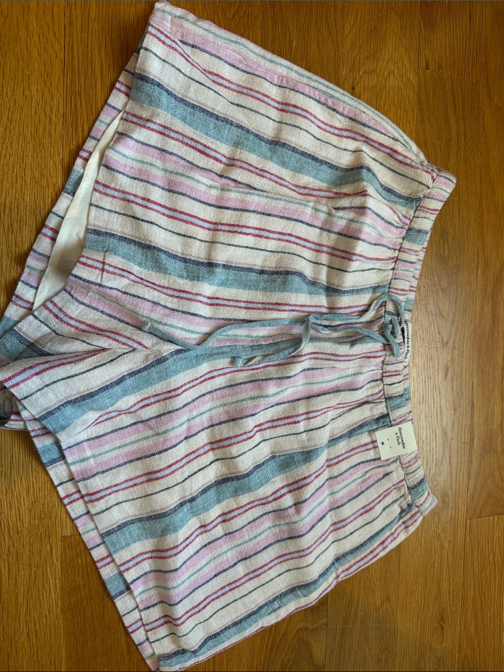 Abercrombie & Fitch Pastel Blue and Pink Striped Linen Shorts NWT